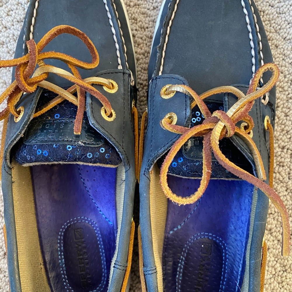 Navy Sperry Top Sider With Sequence - image 2